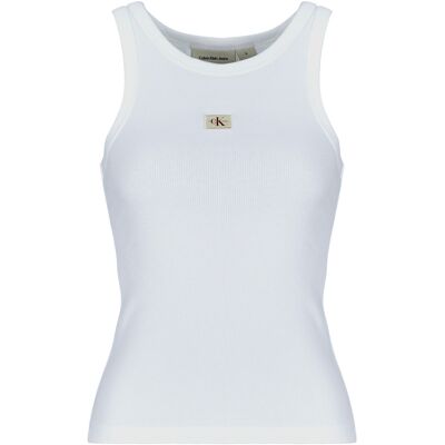Linnen / Ärmlösa T-shirts Calvin Klein Jeans WOVEN LABEL RIB TANK TOP EU L,EU XL Dam Linnen / Ärmlösa T-shirts Calvin Klein Jeans WOVEN LABEL RIB TANK TOP EU L,EU XL Dam