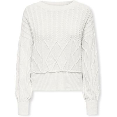 Tröjor Only Katia Life Loose Cable Knit - Cloud Dancer EU S,EU M,EU L,EU XL Dam Tröjor Only Katia Life Loose Cable Knit - Cloud Dancer EU S,EU M,EU L,EU XL Dam