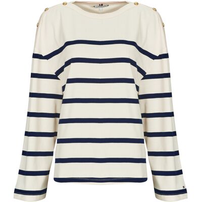 Långärmade T-shirts Tommy Hilfiger LWK GOLD BUTTON BOAT-NK LS TEE EU S,EU M,EU L,EU XS Dam Långärmade T-shirts Tommy Hilfiger LWK GOLD BUTTON BOAT-NK LS TEE EU S,EU M,EU L,EU XS Dam