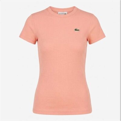 T-shirts med korta ärmar Lacoste Slim Fit Ribbed Cotton T-shirt FR 34,FR 38,FR 40 Dam T-shirts med korta ärmar Lacoste Slim Fit Ribbed Cotton T-shirt FR 34,FR 38,FR 40 Dam
