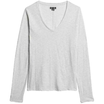 Långärmade T-shirts Superdry T-shirt manches longues coupe ajustée col en V EU S Dam Långärmade T-shirts Superdry T-shirt manches longues coupe ajustée col en V EU S Dam