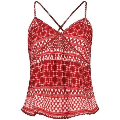 Linnen / Ärmlösa T-shirts Superdry Débardeur imprimé tissé rouge EU S,EU M,EU L Dam Linnen / Ärmlösa T-shirts Superdry Débardeur imprimé tissé rouge EU S,EU M,EU L Dam