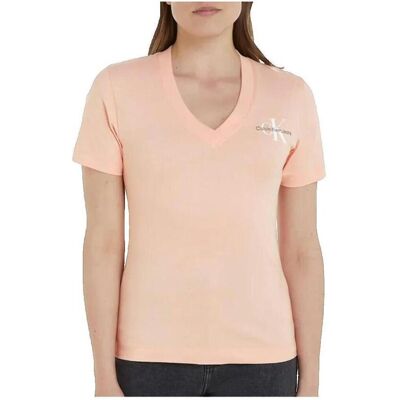T-shirts med korta ärmar Calvin Klein Jeans T-shirt Monologo Slim col V EU S Dam T-shirts med korta ärmar Calvin Klein Jeans T-shirt Monologo Slim col V EU S Dam