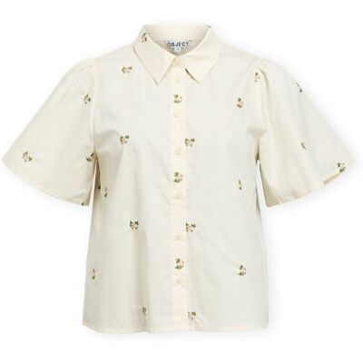 Blusar Object Molia Shirt - Cloud Dancer/Embroidery Flower FR 34,FR 36,FR 40 Dam Blusar Object Molia Shirt - Cloud Dancer/Embroidery Flower FR 34,FR 36,FR 40 Dam