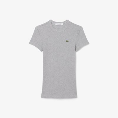 T-shirts med korta ärmar Lacoste Slim Fit Ribbed Cotton T-shirt FR 42 Dam T-shirts med korta ärmar Lacoste Slim Fit Ribbed Cotton T-shirt FR 42 Dam