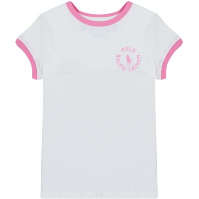 Polo Ralph Lauren Vit Stickad T-shirt för Flickor - T-Shirt Polo Ralph Lauren Vit Stickad T-shirt för Flickor - T-Shirt