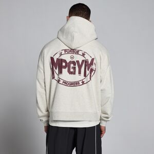 MyProtein MP Lift Oversized Loopback 2 Way Zip huvtröja för män - Creamy Grey Marl - XXL MyProtein MP Lift Oversized Loopback 2 Way Zip huvtröja för män - Creamy Grey Marl - XXL