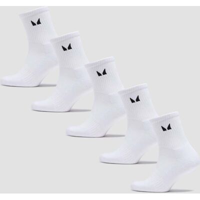 MP Unisex Crew Socks (5 Pack) - White - UK 12-14 MP Unisex Crew Socks (5 Pack) - White - UK 12-14