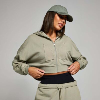 MyProtein MP Women's Cropped Applique Zip Through Hoodie – Deep Sage - L MyProtein MP Women's Cropped Applique Zip Through Hoodie – Deep Sage - L