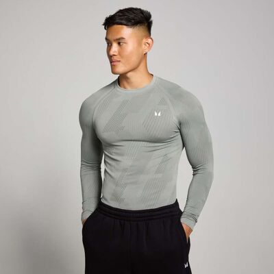 MyProtein MP Men's Tempo Pillar Graphic Seamless Long Sleeve Top – Storm - XXL MyProtein MP Men's Tempo Pillar Graphic Seamless Long Sleeve Top – Storm - XXL