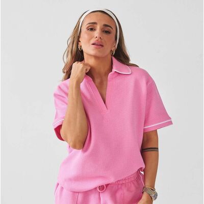 MyProtein MP Dam X Tatiana Waffle Polo Shirt - Pretty Pink - S MyProtein MP Dam X Tatiana Waffle Polo Shirt - Pretty Pink - S