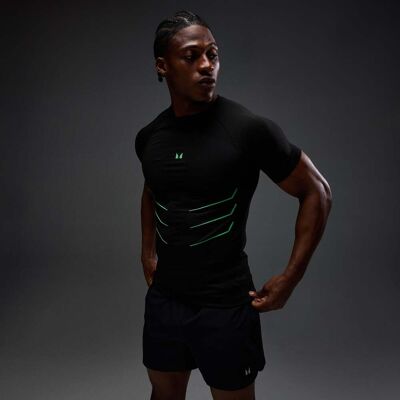 MyProtein MP Hero Muscle Fit sömlös t-shirt för män - Washed Black/Alpha Green - XS MyProtein MP Hero Muscle Fit sömlös t-shirt för män - Washed Black/Alpha Green - XS