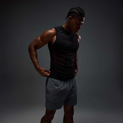 MyProtein MP Hero Muscle Fit sömlöst linne för män - Washed Black/Hero Red - XXXL MyProtein MP Hero Muscle Fit sömlöst linne för män - Washed Black/Hero Red - XXXL