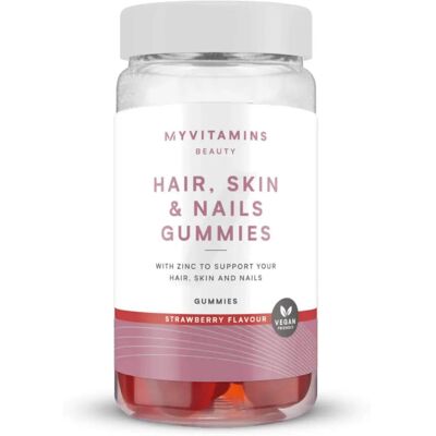 Myvitamins Hår, hud och naglar Gummier - Vegansk Jordgubbe Myvitamins Hår, hud och naglar Gummier - Vegansk Jordgubbe