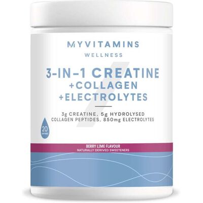 Myvitamins 3-i-1 Kreatin + Kollagen + Elektrolyter - 237G - 20servings - Mixed Berry Lime Myvitamins 3-i-1 Kreatin + Kollagen + Elektrolyter - 237G - 20servings - Mixed Berry Lime