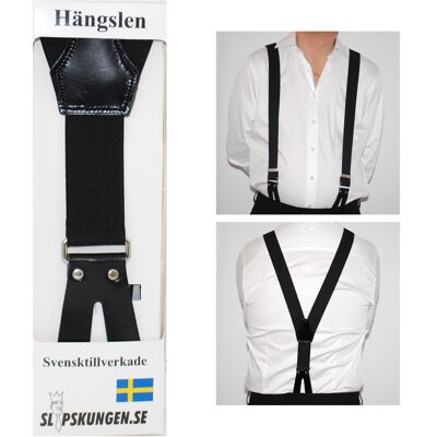 Slipskungen Svenska hängslen Breda Knapp Svart Slipskungen Svenska hängslen Breda Knapp Svart