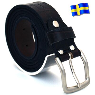Slipskungen Läderbälte Kroko brun 30mm 805 Slipskungen Läderbälte Kroko brun 30mm 805