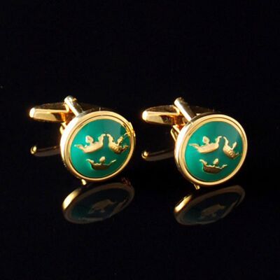 Slipskungen Manschettknappar Tre Kronor guld/mörkgrön Slipskungen Manschettknappar Tre Kronor guld/mörkgrön