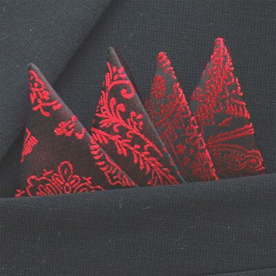 Slipskungen Färdigvikt bröstnäsduk Paisley Röd Slipskungen Färdigvikt bröstnäsduk Paisley Röd