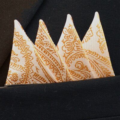 Slipskungen Färdigvikt bröstnäsduk Paisley Guld Slipskungen Färdigvikt bröstnäsduk Paisley Guld