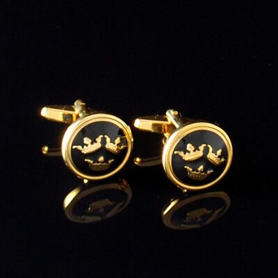 Slipskungen Manschettknappar Tre Kronor guld/svart Slipskungen Manschettknappar Tre Kronor guld/svart
