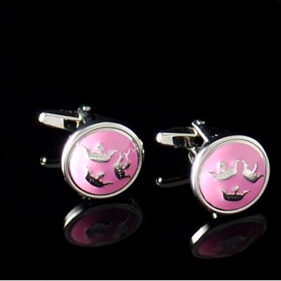Slipskungen Manschettknappar Tre Kronor silver/rosa Slipskungen Manschettknappar Tre Kronor silver/rosa