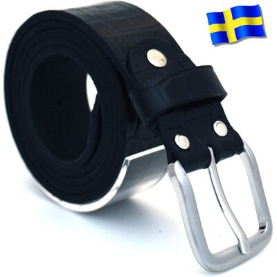 Slipskungen Läderbälte Kroko svart 35mm 809 herrklader Slipskungen Läderbälte Kroko svart 35mm 809 herrklader