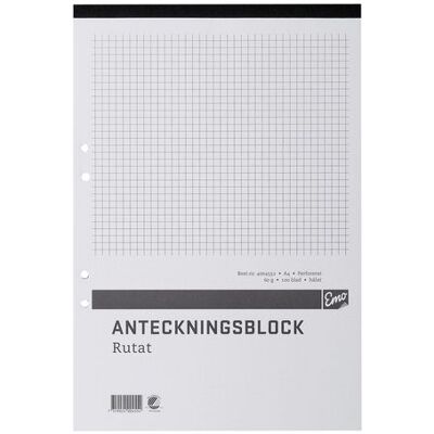 NO BRAND Anteckningsblock A4 100bl hål perf rutat NO BRAND Anteckningsblock A4 100bl hål perf rutat