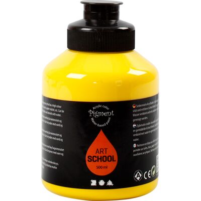 Pigment Art School Paint - Primärgul - Vattenbaserad akryl för konst - 500ml Pigment Art School Paint - Primärgul - Vattenbaserad akryl för konst - 500ml