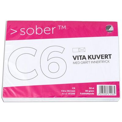 Kuvert SOBER C6 FH 90g vit 50/fp Kuvert SOBER C6 FH 90g vit 50/fp