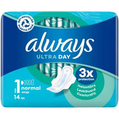 Always Ultra Day Normal - Skyddsplatta - Upp till 8 timmar Always Ultra Day Normal - Skyddsplatta - Upp till 8 timmar