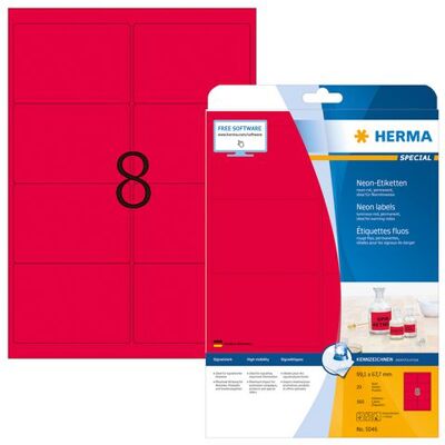 Etikett HERMA 99,1x67,7mm neonröd 160/fp Etikett HERMA 99,1x67,7mm neonröd 160/fp