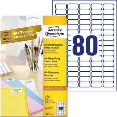 Etikett AVERY mini 35,6x16,9mm 2000/fp Etikett AVERY mini 35,6x16,9mm 2000/fp