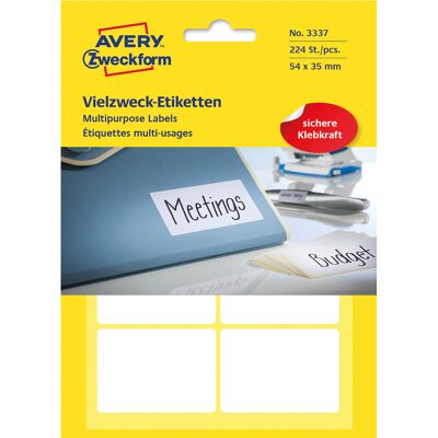 Avery Etikett 54x35mm vit 224/fp Avery Etikett 54x35mm vit 224/fp