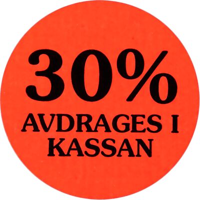 Dahlander Etikett 30% avdrages 2000/rl Dahlander Etikett 30% avdrages 2000/rl