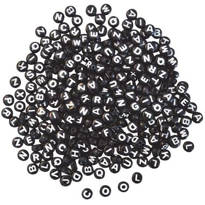 Playbox Plastpärlor A-Z - Runda 7,5mm Svart/Vit - Produkttyp Playbox Plastpärlor A-Z - Runda 7,5mm Svart/Vit - Produkttyp