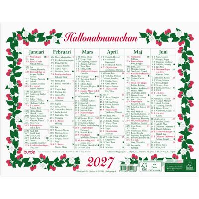 Burde Väggkalender Lilla Hallonalmanackan 2027 Burde Väggkalender Lilla Hallonalmanackan 2027