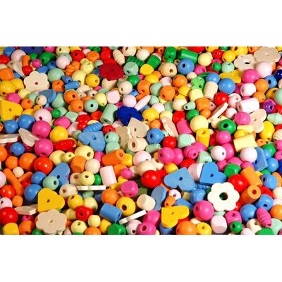 PLAYBOX Träpärlmix 750g pastellfärger PLAYBOX Träpärlmix 750g pastellfärger