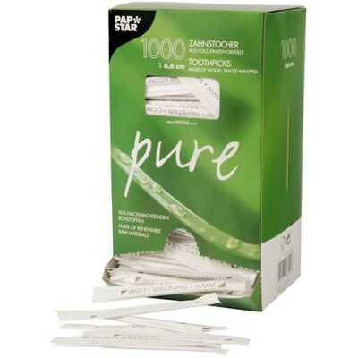 PAPSTAR Tandpetare PURE Trä rund 6,5cm 1000/fp PAPSTAR Tandpetare PURE Trä rund 6,5cm 1000/fp