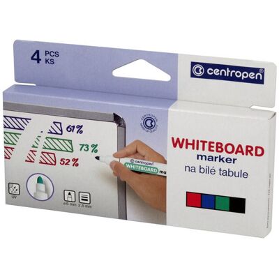 Centropen 8559 Whiteboard Märkare - Flerfärgad, 2,5mm, Set om 4 Centropen 8559 Whiteboard Märkare - Flerfärgad, 2,5mm, Set om 4