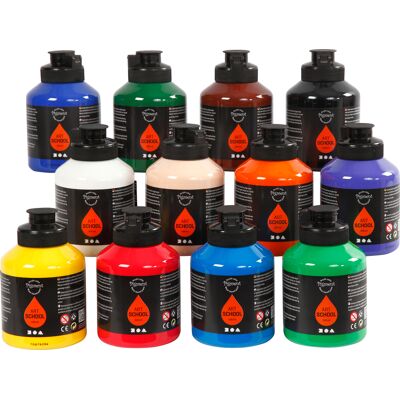 Pigment Art School Paint - Standardfärger - 12x500ml - Färg Pigment Art School Paint - Standardfärger - 12x500ml - Färg