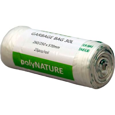 Soppåse Polynature 30 liter vit 25/rulle Soppåse Polynature 30 liter vit 25/rulle