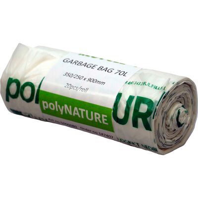 Sopsäck Polynature 70 liter vit 20 st/fp Sopsäck Polynature 70 liter vit 20 st/fp