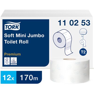 Toalettpapper Tork Soft Mini Jumbo Premium T2 12-pack Toalettpapper Tork Soft Mini Jumbo Premium T2 12-pack