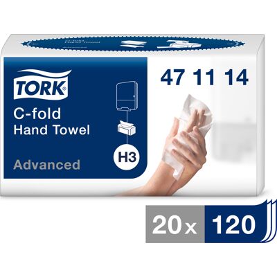 Pappershandduk C-fold Advanced Tork H3 2400 st/fp Pappershandduk C-fold Advanced Tork H3 2400 st/fp