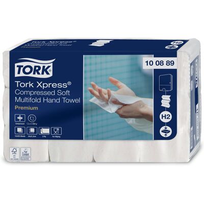 Komprimerad handduk Tork Xpress® Mjuk Multifold H2 2700/trp Komprimerad handduk Tork Xpress® Mjuk Multifold H2 2700/trp