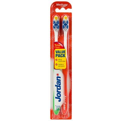 Jordan Total Clean Medium Tandborste 2 st - Unisex Jordan Total Clean Medium Tandborste 2 st - Unisex