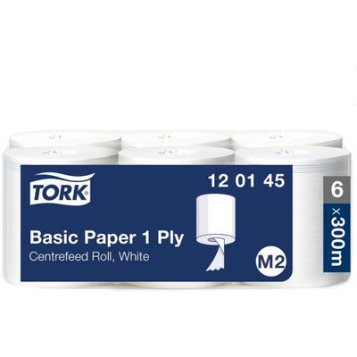 Tork Basic Papperrulle - 300 M, Vit, System M2 Tork Basic Papperrulle - 300 M, Vit, System M2
