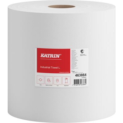 KATRIN Industriell pappershandduk - 1230m, Vit, 1-lagers KATRIN Industriell pappershandduk - 1230m, Vit, 1-lagers