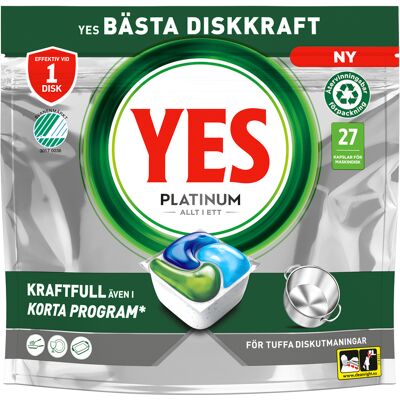 Diskmaskinstabletter YES Platinum 27-pack Diskmaskinstabletter YES Platinum 27-pack